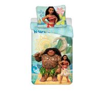 Disney Oceania Vaiana Bed Linen, Duvet Cover 140 x 200 cm + Pillowcase 70 x 90 cm, 100% Cotton, Multicoloured (Reversible)