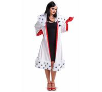 Women`s Official Disney Cruella Costume Adult Villain Halloween Fancy Dress