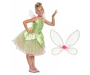 Disney Official Deluxe Tinkerbell Costume for Kids, Includes Tinkerbell Wings, Green Fairy Dress Up Outfit for Girls