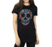 Disney Official Licensed Coco Skull Pattern Women's Boyfriend Fit T-Shirt - Comfy Cotton Blend, Bold Print, UK - Machine Washable - Officially Licensed - Unisex Black