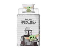 Disney Official Star Wars The Mandalorian Single Duvet Cover Set | Reversible 2 Sided Bedding Including Matching Pillow Case | Grogu Baby Yoda | Character World Brands Kids Bed Set