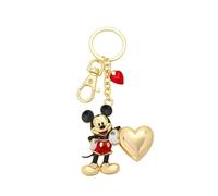 Disney Officially Licensed Mickey Mouse Keychain Bag Charm, Heart Enamel Gold Tone