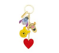 Disney Officially Licensed Winnie The Pooh Keychain Bag Charm, Heart Crystal Enamel Tigger Gold Tone