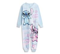 Disney Lilo & Stitch Girls Light Blue Stitch & Angel Zip-Up Onesie | Long Sleeve Microfleece Sleepwear & Loungewear | Soft Nightwear for Kids Merch - 5-6 Years