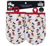 Disney Oven Mitts - 5.5" x 7.5" Heat-Resistant Mini Oven Mitts with Non-Slip Printed Silicone Disney Silhouettes - Mickey & Minnie, Stich, Winnie The Pooh