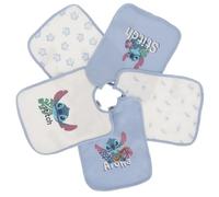 Disney Pack of 5 Baby Bibs 100% Cotton 200gsm Drawstring Closure Assorted Designs, blue, One Size