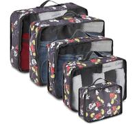 Disney Packing Cubes for Travel - 5 Piece Compression Set, Mickey Minnie Stitch Pooh Luggage Organizer Bags, Black, Variety Pack, travel