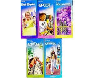 Disney Parks 50th Anniversary Guide Map Information Brochures Set of (5) Magic Kingdom Epcot Animal Kingdom Hollywood Studios Disney Springs