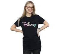 Disney Pastel Logo Cotton Boyfriend T-Shirt In Black Black M