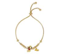 Disney Peanuts Snoopy Gold Plated Lariat Bracelet with Beads and Enamel Heart Charm