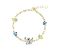 Disney - Peers Handy - Brass Yg Plt Stitch Pineapple Flower Bracelet - N59z