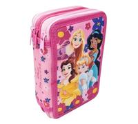 Disney Pencil Case Multicompartment 3 Zip Princesses Aurora Cinderella Jasmine Complete 44 Pieces