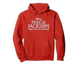 Disney Percy Jackson and the Olympians Series Title Logo Pullover Hoodie, Adult Unisex, Red, Medium