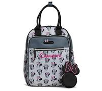 Disney Personalized Diaper Bag Character MICKEY MINNIE and MORE Multi-Pocket Functional Baby Diaper Bag Backpacks (Personalized Minnie Mouse Gray Backpack Diaper Bag)