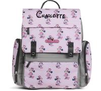 Disney Personalized Diaper Bag Character MICKEY MINNIE and MORE Multi-Pocket Functional Baby Diaper Bag Backpacks, Personalized Minnie Mouse Pink and Gray Flap, L, Backpack Diaper Bag