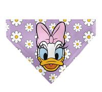 Disney Pet Bandana Slide On Slip Through | Daisy Duck Smiling Pose With Daisies Lavender Double Sided Polyester