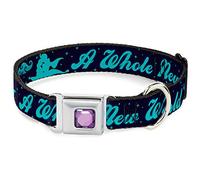 Disney Pet Collar, Dog Collar Metal Seatbelt Buckle, Aladdin Jasmine Silhouette A Whole New World, 9.5 to 13 Inches 1.0 Inch Wide