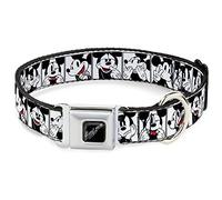 Disney Pet Collar, Dog Collar Metal Seatbelt Buckle, Mickey Mouse Expression Blocks White Black Red, 20 to 31 Inches 1.5 Inch Wide