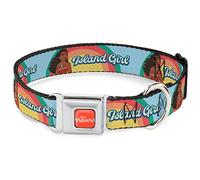 Disney Pet Collar, Dog Collar Metal Seatbelt Buckle, Moana Island Girl Rainbow Pose Blue Multi Color, 9.5 to 13 Inches 1.0 Inch Wide