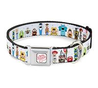 Disney Pet Collar, Dog Collar Metal Seatbelt Buckle, Pixar Holiday Collection Nutcracker Characters Lineup White, 9.5 to 13 Inches 1.0 Inch Wide