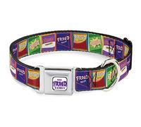 Disney Pet Collar, Dog Collar Metal Seatbelt Buckle, The Proud Family Proud Snacks Logo Blocks Multi Color, 20 to 31 Inches 1.5 Inch Wide