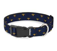 Disney Pet Collar, Dog Collar Plastic Buckle, Aladdin Genie Lamp Monogram Navy Gold, 9.5 to 14.5 Inches 0.5 Inch Wide