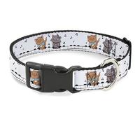 Disney Pet Collar, Dog Collar Plastic Buckle, Aristocats Toulouse and Berlioz Piano Pose and Musical Notes, 7 to 8.5 Inches 0.5 Inch Wide