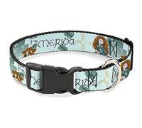 Disney Pet Collar, Dog Collar Plastic Buckle, Brave Merida Castle and Three Bear Brothers Pose with Script, 16 to 23 Inches 1.5 Inch Wide