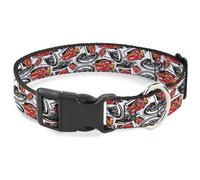 Disney Pet Collar, Dog Collar Plastic Buckle, Cars 3 Lightning McQueen Storm Jackson Poses Scattered White, 13 to 17 Inches 1.5 Inch Wide