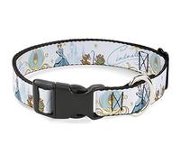 Disney Pet Collar, Dog Collar Plastic Buckle, Cinderella Pumpkin Coach and Mice Pose with Script Blues, 11 to 16.5 Inches 1.0 Inch Wide