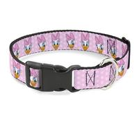 Disney Pet Collar, Dog Collar Plastic Buckle, Daisy Duck Expressions Dots Pinks