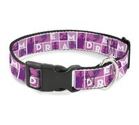 Disney Pet Collar, Dog Collar Plastic Buckle, Disney Dream Princess Silhouette Poses Pinks White, 13 to 17 Inches 1.5 Inch Wide
