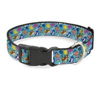 Disney Pet Collar, Dog Collar Plastic Buckle, Finding Nemo and Friends Underwater Character Collage Blue, 16 to 23 Inches 1.5 Inch Wide