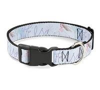 Disney Pet Collar, Dog Collar Plastic Buckle, Frozen Elsa Snowflake Pose with Trees and Script Blues, 16 to 23 Inches 1.5 Inch Wide