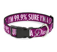 Disney Pet Collar, Dog Collar Plastic Buckle, Im 99.9 Percent Sure Im A Disney Princess Pinks White, 9.5 to 13 Inches 1.0 Inch Wide