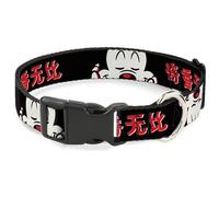 Disney Pet Collar, Dog Collar Plastic Buckle, Mickey Mouse Smelling Pose Black White Reds, 8.5 to 12 Inches 0.5 Inch Wide
