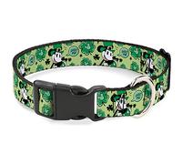 Disney Pet Collar, Dog Collar Plastic Buckle, Mickey Mouse St Patricks Day Lucky Me Leprechaun Pose Greens, 9.5 to 13 Inches 1.0 Inch Wide