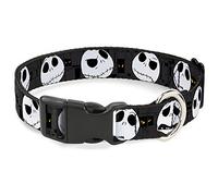 Disney Pet Collar, Dog Collar Plastic Buckle, Nightmare Before Christmas Jack Expressions Gray, 11 to 16.5 Inches 1.0 Inch Wide