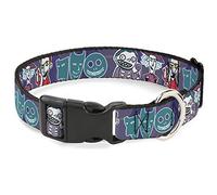 Disney Pet Collar, Dog Collar Plastic Buckle, Nightmare Before Christmas Lock Shock Barrel Pose and Masks, 15 to 24 Inches 1.0 Inch Wide