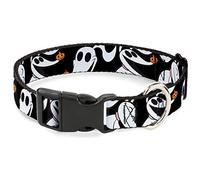 Disney Pet Collar, Dog Collar Plastic Buckle, Nightmare Before Christmas Zero Pumpkin Expressions, 20 to 31 Inches 1.5 Inch Wide