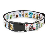 Disney Pet Collar, Dog Collar Plastic Buckle, Pixar Holiday Collection Nutcracker Characters Lineup White, 13 to 17 Inches 1.5 Inch Wide