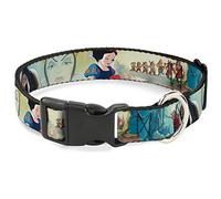 Disney Pet Collar, Dog Collar Plastic Buckle, Snow White Dwarves Old Witch Evil Queen Scenes, 11 to 16.5 Inches 1.0 Inch Wide