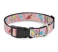 Disney Pet Collar, Dog Collar Plastic Buckle, The Little Mermaid Flounder and Sebastian Under The Sea Pinks, 7 to 8.5 Inches 0.5 Inch Wide