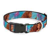 Disney Pet Collar, Dog Collar Plastic Buckle, The Little Mermaid Live Action Ariel Under The Sea Poses Blue, 20 to 31 Inches 1.5 Inch Wide