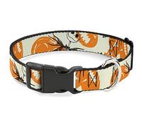 Disney Pet Collar, Dog Collar Plastic Buckle, The Nightmare Before Christmas Jack Pose and Pumpkins Collage, 9.5 to 14.5 Inches 0.5 Inch Wide