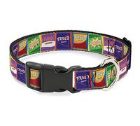 Disney Pet Collar, Dog Collar Plastic Buckle, The Proud Family Proud Snacks Logo Blocks Multi Color, 11 to 16.5 Inches 1.0 Inch Wide