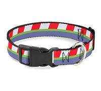 Disney Pet Collar, Dog Collar Plastic Buckle, Toy Story Buzz Lightyear Space Ranger Stripe Red Green Purple, 11 to 16.5 Inches 1.0 Inch Wide