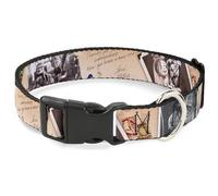 Disney Pet Collar, Dog Collar Plastic Buckle, Up Adventure Book Snapshots Post Cards, 8.5 to 12 Inches 0.5 Inch Wide