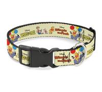Disney Pet Collar, Dog Collar Plastic Buckle, Winnie The Pooh and Friends Poses and Title Logos Yellow, 9.5 to 14.5 Inches 0.5 Inch Wide