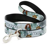 Disney Pet Leash, Dog Leash, Brave Merida Castle and Three Bear Brothers Pose with Script, 4 Feet Long 1.5 Inch Wide